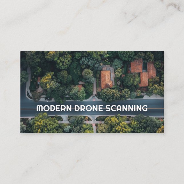 Moderne Drohnenscanning Skyline Fotografie Visitenkarte (Vorderseite)