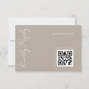 Moderne dunkel beige Hochzeits-QR-Code RSVP Karte