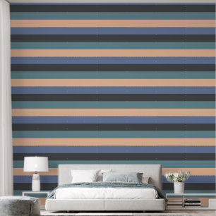 Moderne dunkelblaue graue Peach Horizontale Streif Tapete