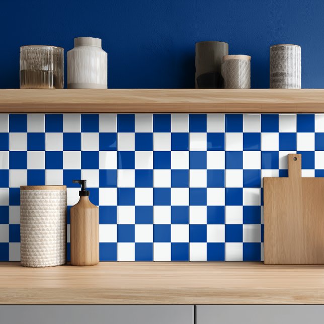 Moderne dunkelblaue, karierte Keramik Fliese (Von Creator hochgeladen)