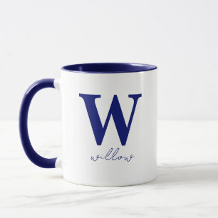 Moderne dunkelblaue Personalisierte Monogramm-Tass Tasse