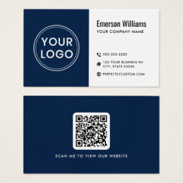 Moderne dunkelblaue QR-Code-Visitenkarte