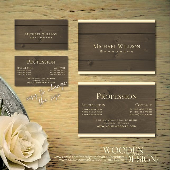 Moderne dunkelbraune Holzplatten Holzkörbe Visitenkarte (Von Creator hochgeladen)