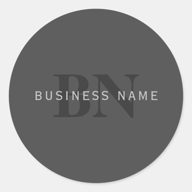 Moderne, dunkelgraue, bearbeitbare Vorlage für Mon Runder Aufkleber (Vorderseite)