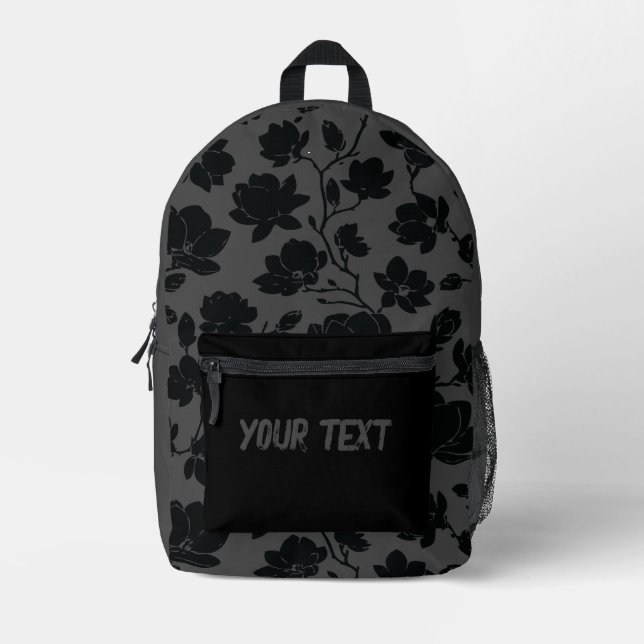 Moderne dunkelgraue Drucktasche Bedruckter Rucksack (Vorderseite)