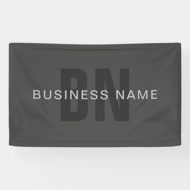 Moderne dunkelgraue editierbare Monogramm-Designvo Banner (Horizontal)