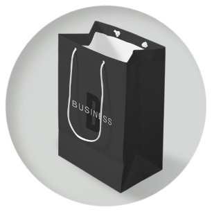 Moderne dunkelgraue editierbare Monogramm-Designvo Mittlere Geschenktüte