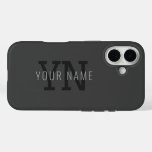 Moderne dunkelgraue monogrammierte Namen (oder and iPhone 16 Hülle