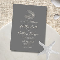 Moderne dunkelgraue Muschel Beach Hochzeit in Urla