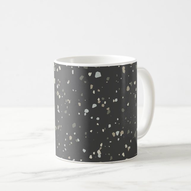 Moderne dunkelgraue Terrazzo Kaffeetasse (VorderseiteRechts)