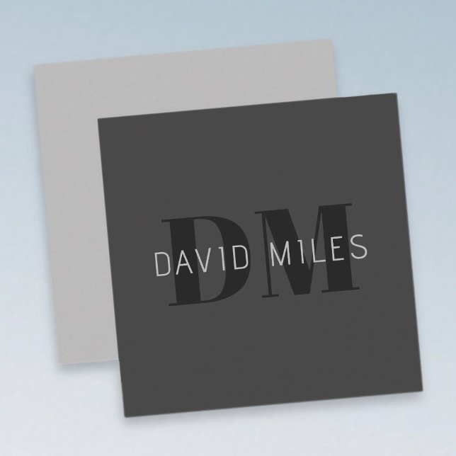 Moderne dunkelgraue und schwarz bearbeitbare Bezei Mitteilungskarte (Von Creator hochgeladen)