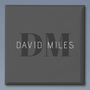 Moderne dunkelgraue und schwarze editierbare Namen Magnet