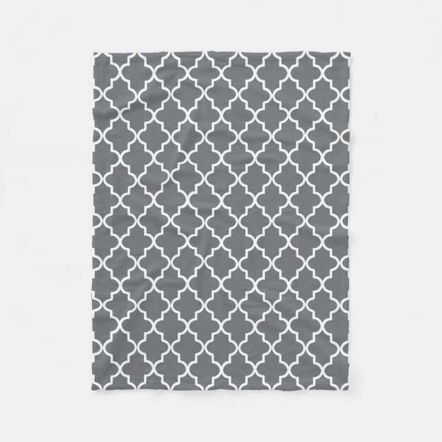 Moderne dunkelgraue und weiße marokkanische Quatre Fleecedecke (Vorderseite)