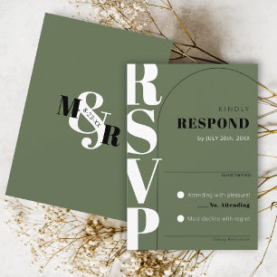 Moderne dunkelgrüne Ampere und Arch Wedding RSVP C