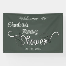 Moderne dunkelgrüne Babyparty-Banner-Wanddekoratio