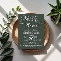 Moderne dunkelgrüne Babyparty-Vertikale