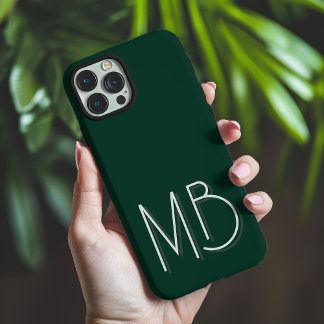 Moderne dunkelgrüne Monogramm-Initialen zeitgemäß iPhone 16 Pro Max Hülle
