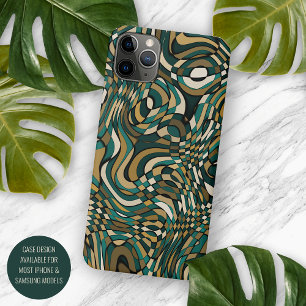 Moderne dunkelgrüne Taupe Brown Black Art Muster Case-Mate iPhone Hülle