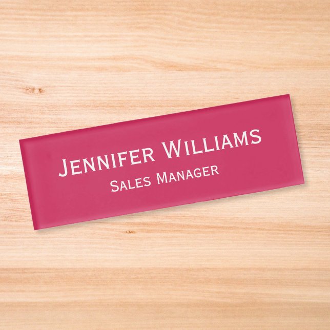 Moderne dunkelrosa Berufliche Führungskraft Magnet Namenschild (Modern Dark Pink Professional Executive Magnetic Name Tag)