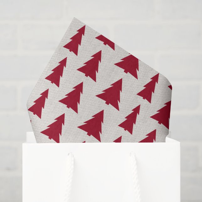 Moderne dunkelrote Bäume Beige Imitate Texturmuste Seidenpapier (Geschenktüte)