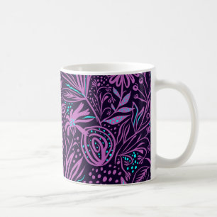 Moderne dunkelviolette Blumengestaltung Kaffeetasse