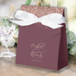 Moderne Dunkle Burgund Rose Gold Glitzer Hochzeit Geschenkschachtel