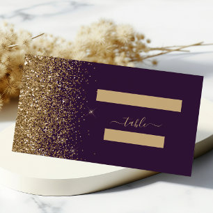 Moderne dunkle Hochzeit mit gold glänzender Kante Platzkarte