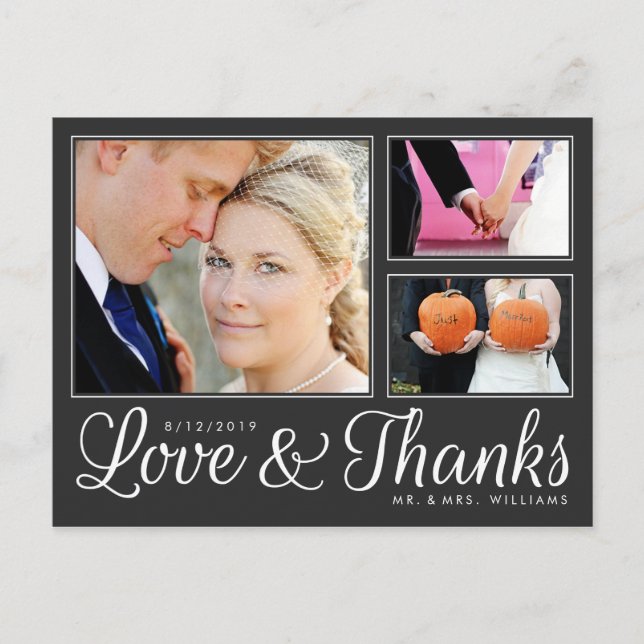 Moderne dunkle Liebe dank Postkarte mit 3 Foto Hoc (Vorderseite)