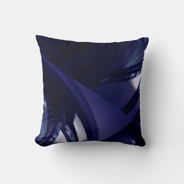 Moderne Dunkle Nacht Blue Futuristic Abstrakt Kissen (Vorderseite)