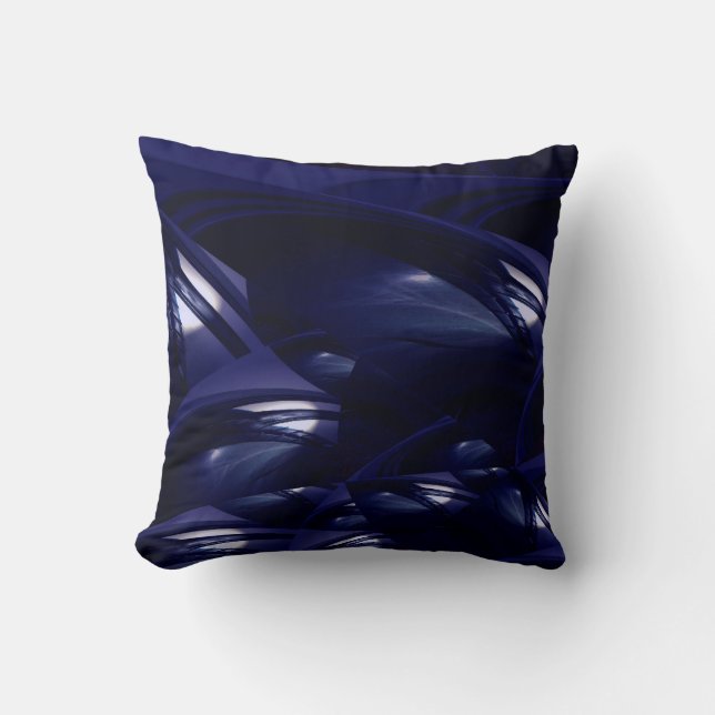 Moderne Dunkle Nacht Blue Futuristic Abstrakt Kissen (Vorderseite)
