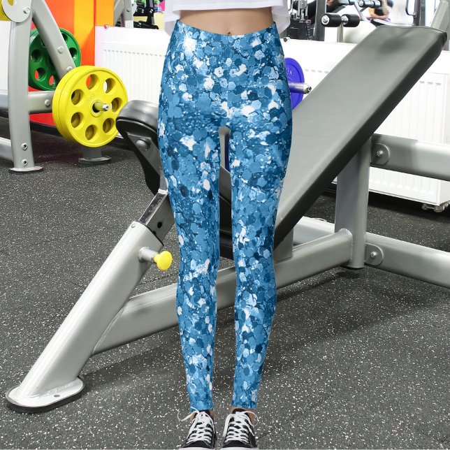 Moderne dunkle Pastell-Hell-Azure-Funkel-Glitter Leggings (Von Creator hochgeladen)