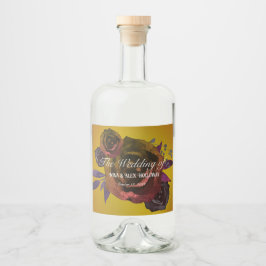 Moderne dunkle Rose in Goldwasserfarbe Alkoholflaschenetikett
