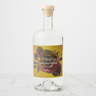 Moderne dunkle Rose in Goldwasserfarbe Alkoholflaschenetikett