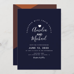 Moderne Dunkle Schokolade Hochzeit der Navy Einladung