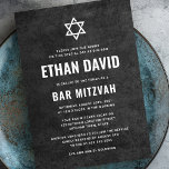 Moderne, dunkle Textur Bar mitzvah Einladung<br><div class="desc">Moderne Bar mitzvah Einladungen mit White Star of David und dunkel,  grobe Textur Hintergrund Für weitere Produkte,  individuelle Wünsche,  Vertrieb,  News und mehr,  folgen Sie uns bitte auf Facebook: @chaistationery</div>