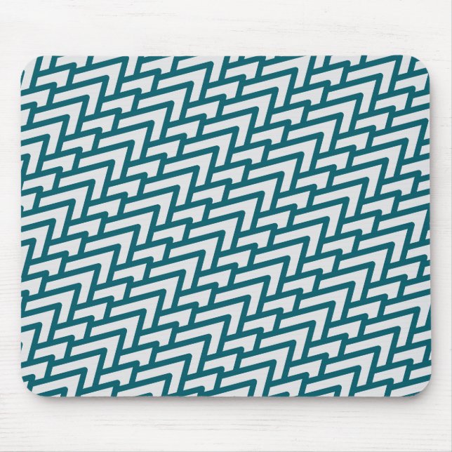 Moderne dunkle Türkis geometrische Muster auf hell Mousepad (Vorne)