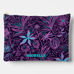 Moderne dunkle violette Blumeneinzelmuster Zubehörtasche