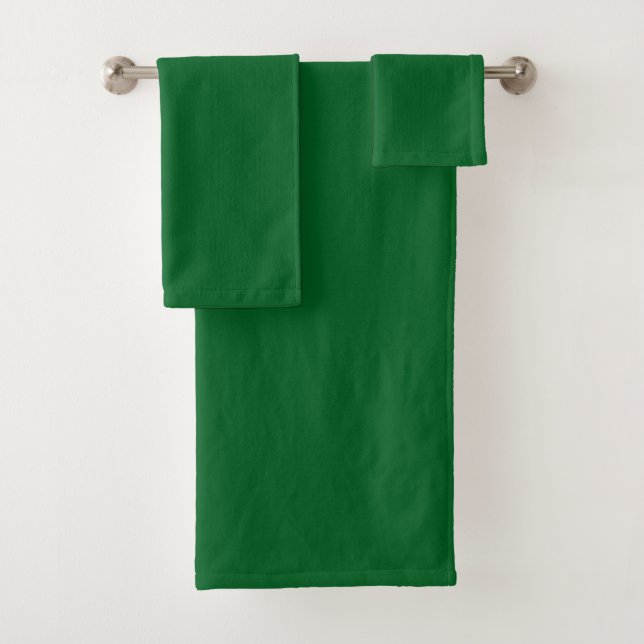 Moderne dunkle Waldgrün-Einfarbig  Badhandtuch Set (Insitu)