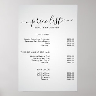 Moderne dunkle weiße elegante Schönheitssalon-Prei Poster