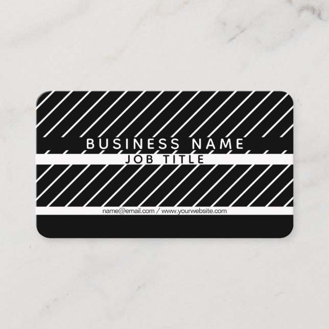 Moderne dünne Streifen Minimalistisch Schwarz & We Visitenkarte (Vorderseite)