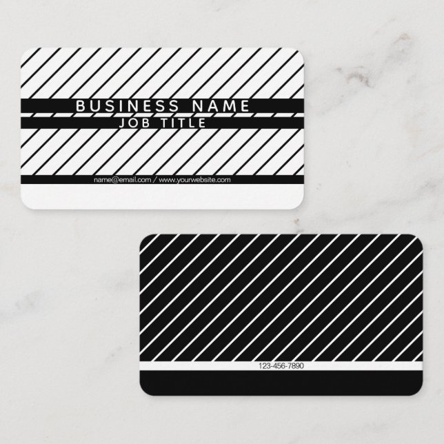 Moderne dünne Streifen minimalistisch weiß & schwa Visitenkarte (Vorne/Hinten)