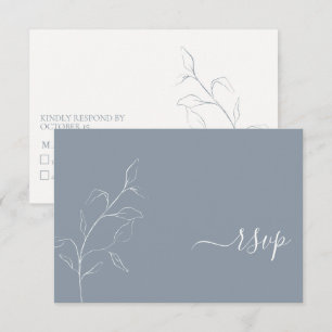 Moderne Dusty Bleu Script Botanique Pas de menu RS