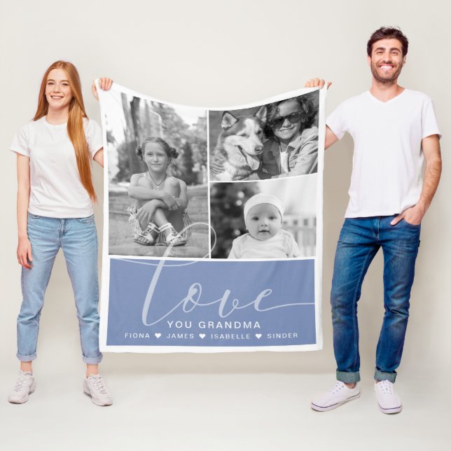 Moderne Dusty Blue Fotos Liebe Personalisiert Fleecedecke (Beispiel)