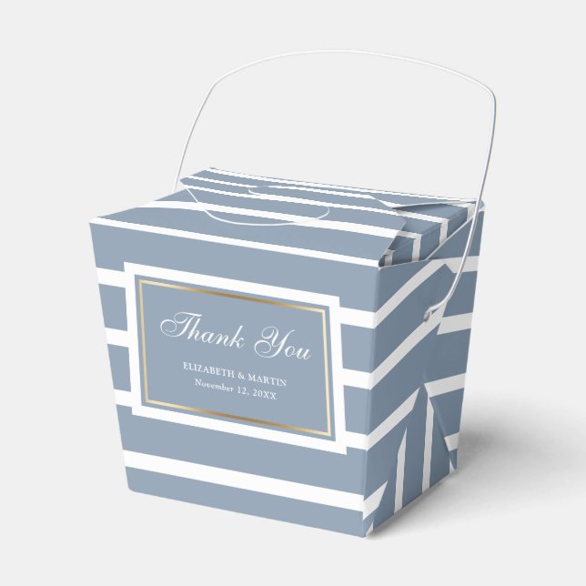 Moderne Dusty Blue Gold Hochzeit Vielen Dank Geschenkschachtel (Vorderseite)