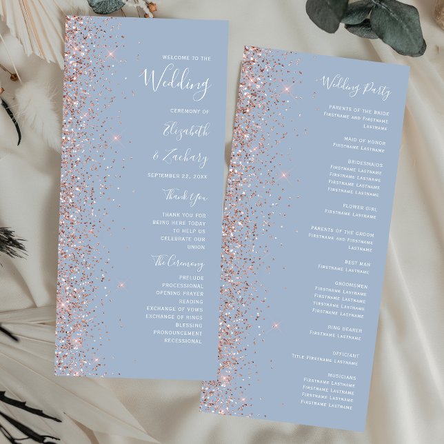 Moderne Dusty Blue Rose Gold Glitzer Wedding (Von Creator hochgeladen)
