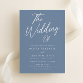 Moderne dusty Blue Script Wedding Einladung