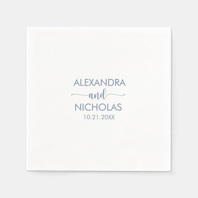 Moderne dusty Blue Script Wedding Serviette (Vorderseite)