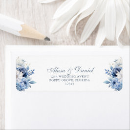 Moderne Dusty Blue Wildblumen Hochzeitsadresse