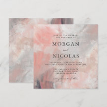 Moderne Dusty Coral Abstrakt Brush Strokes Wedding