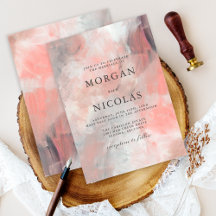 Moderne Dusty Coral Abstrakt Brush Strokes Wedding